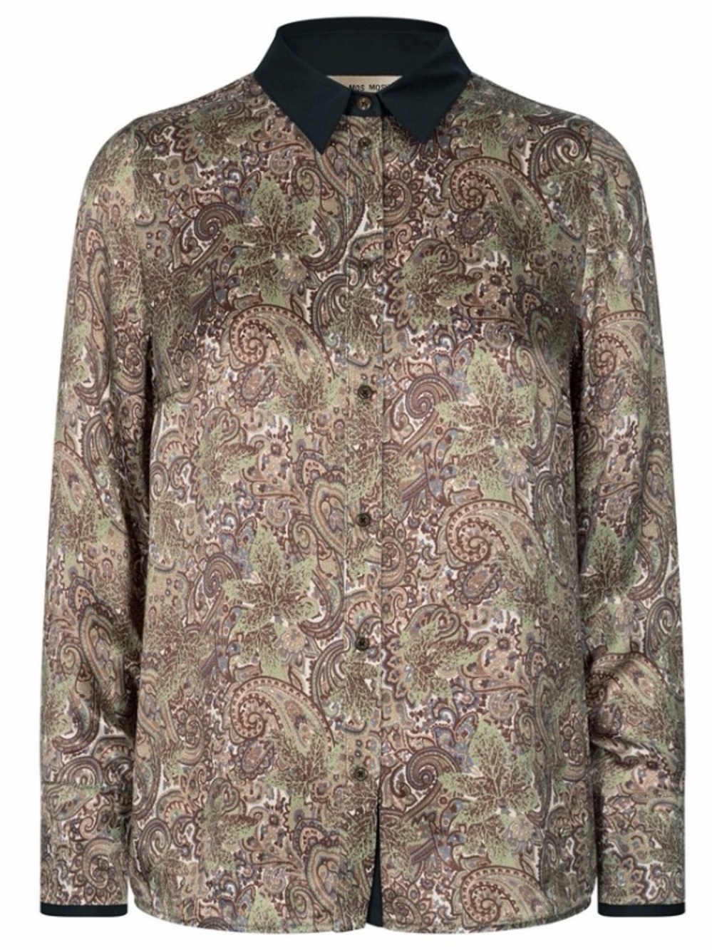 MOS MOSH | Paisley Print Button-Front Blouse with Black Collar